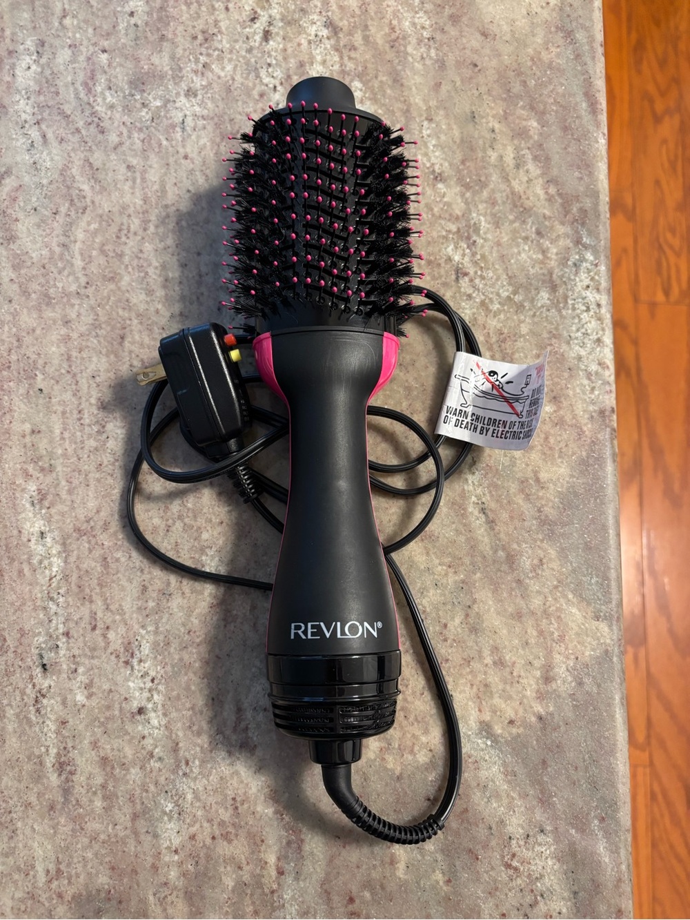 Revlon Black Hot Air Round Brush with Pink Accents